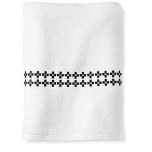 Sabrina Soto Blast Off Bath Hand Towel 16"x28", White/Dark Teal